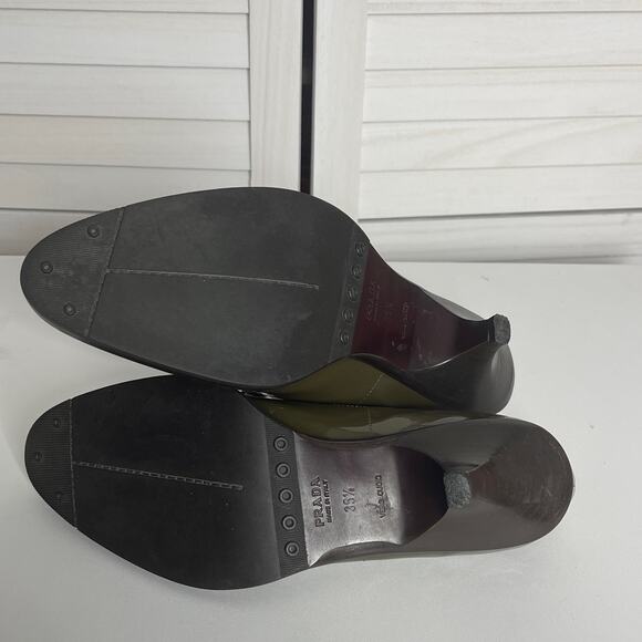 Vintage Prada Army Green Lace Up Oxford Size 35.5 - Picture 7 of 8